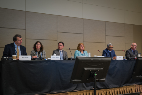 Members of the panel focused on the return on investment in EM technology include, from left, Kurt Gerdes, director of EM's Technology Development Office; Connie Herman, associate laboratory director, chemical and environmental sciences, Savannah River Na