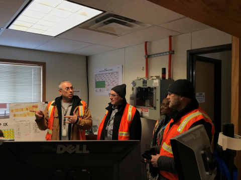 Jim Southwick, Fluor Idaho nuclear operations manager for the Accelerated Retrieval Project, discusses EM’s targeted buried waste exhumation mission at the Radioactive Waste Management Complex with Mahmoud Karam of Canadian Nuclear Laboratories.