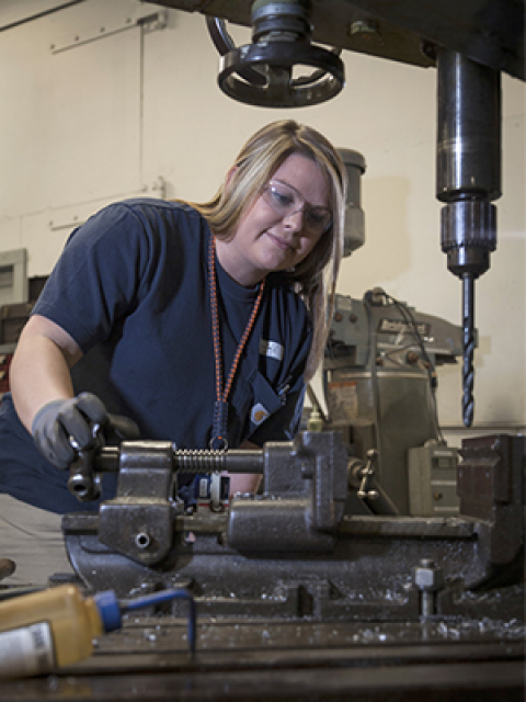 Katie Mead, a first-year apprentice as an outside machinist Katie Mead, a first-year apprentice as an outside machinist