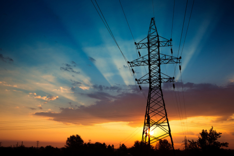 power line in the sunset sky