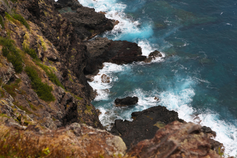 Ocean crashing against rocks