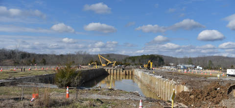 A view of the former K-832 Basin at Oak Ridge before workers removed it.