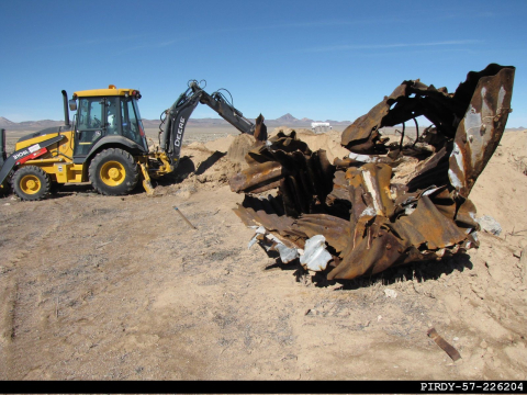 Navarro Research and Engineering, Inc. performed environmental corrective actions at the Clean Slate III site in July 2019 that included removing contaminated soil and debris for packaging and disposal at the Nevada National Security Site.