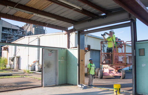 Subcontractor employees managed by Savannah River Nuclear Solutions dismantle one of six Savannah River Site buildings for donation to the Savannah River Site Community Reuse Organization. 