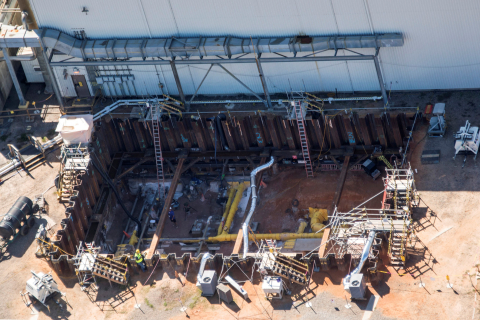 Workers excavated an area at the Savannah River Site to reveal existing transfer lines to be modified for placing the new Salt Waste Processing Facility into operations. 
