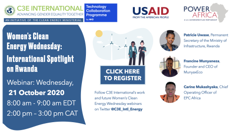 Register now for the Oct 21 webinar featuring women leading in clean energy in Rwanda.