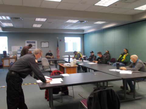 Emergency response personnel at the West Valley Demonstration Project participate in an exercise to evaluate their response to a hypothetical emergency incident. 