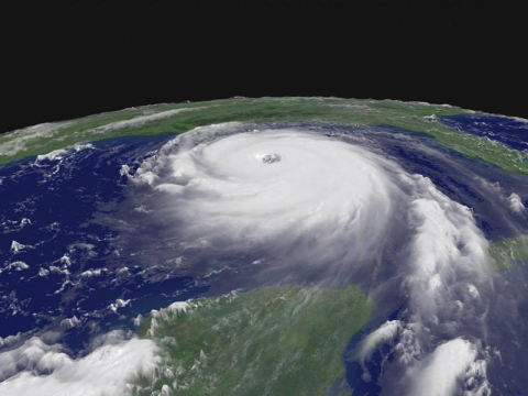 Image from an E3SM model of Hurricane Sandy.
