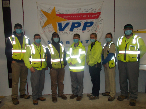 The West Valley Demonstration Project Surveillance and Maintenance Crew is responsible for site maintenance, which includes everything from cleaning and sanitizing to landscaping and snow removal. From left are crew members Jordan Wonderling, Cody Welch, Derek Wells, Jessica Schiedel, Jennifer Kessler, Sarene VanName, and Jeff Zygaj. Crew members Dennis Sullivan and Taylor Weyand are not pictured.