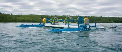 Marine energy equipment in the ocean.
