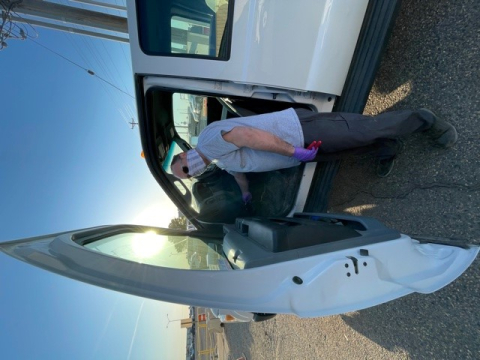 Mechanic Mike Hubbard with Hanford contractor Hanford Mission Integration Solutions has installed hundreds of GPS devices in vehicles used on the Hanford Site. The small devices keep tabs on fleet performance and pinpoint vehicle locations, among other safety benefits. 