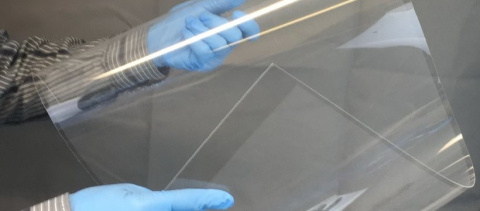 flexible light guide being handled in a lab