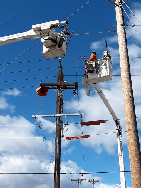 Crews updated Hanford’s massive electrical system, replacing miles of electrical lines, and adding fiber optic communication cables and new utility poles as part of infrastructure upgrades in support of the Direct-Feed Low-Activity Waste Program.