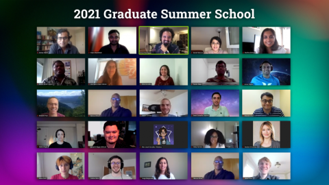 Graduate Summer School participants with organizers Arturo Dominguez, top center, a senior program leader in PPPL’s Science Education Office; and Deedee Ortiz, fourth row, far right, Science Education program manager.