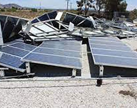 Wind damage to solar array