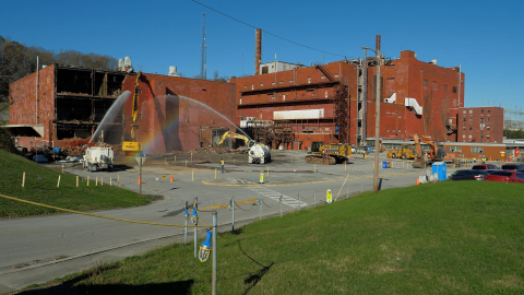 Demolition of the Building 9210, at left, is nearing completion, and crews will soon begin tearing down the six-story Building 9207, at right. 