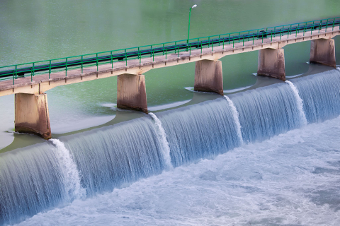 Pumped-Storage hydropower in daylight.
