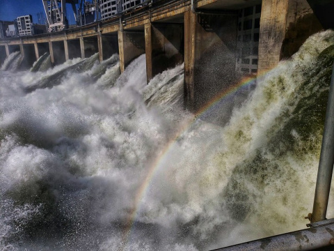 Hydropower and rainbow.