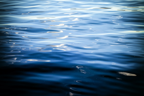 water flowing at dusk.