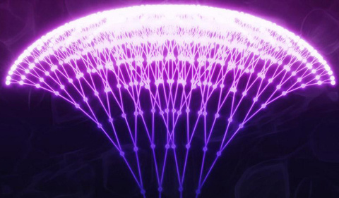 An illustration of the chain-reaction process that underlies the photon avalanching mechanism Columbia Engineering researchers have realized in their nanoparticles.