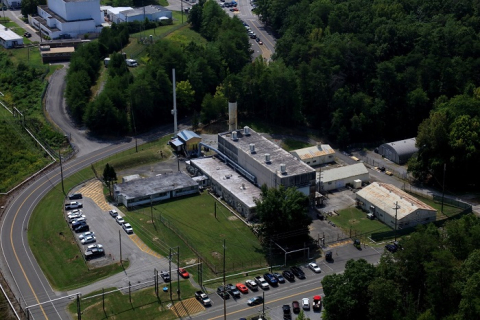 An aerial view of the Molten Salt Reactor Experiment. The facility was shut down in 1973, and the Oak Ridge Office of Environmental Management is responsible for keeping it in a safe mode until its demolition is scheduled.