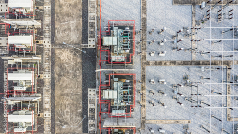 two power transformers being viewed from above