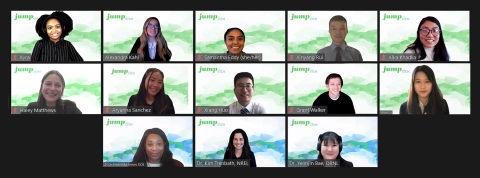 Screenshot of a virtual meeting showing 13 student participants.