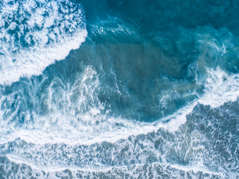 Aerial image of ocean waves.