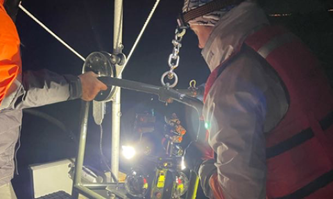 Triton team at night in the field.