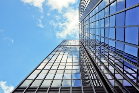 Tall buildings on a beautiful, sunny day
