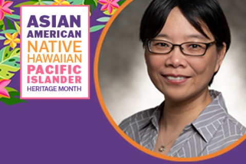 Asian American and Native Hawaiian/Pacific Islander (AANHPI) Heritage Month branding featuring Jian Fu.