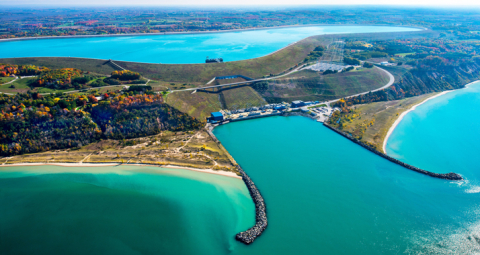 Aerial view of the Ludington psh facility.