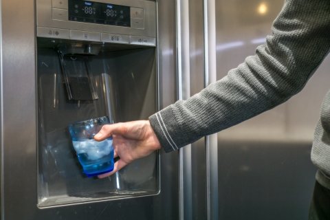 Person using an -in-the-door ice dispenser