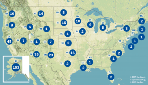 This map represents on-request technical assistance completed in each state between 2010 and 2021. 
