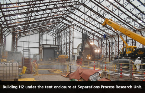 Building H2 under tent enclosure