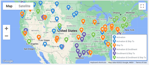 Screenshot of the DOE USAccess map