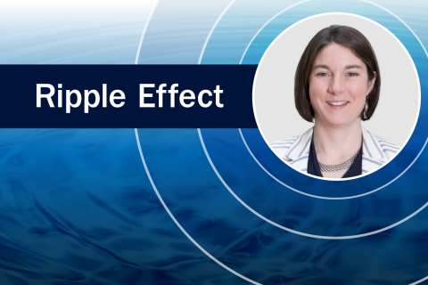 Emma Wendt in a circle next to a badge for Ripple Effect, One Person, Big Changes.