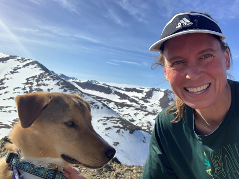 Arctic Energy Office Director Erin Whitney and dog, Barry