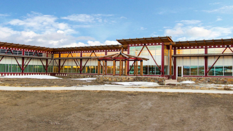 Exterior of a college campus building.