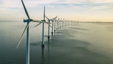 Wind turbines in the ocean.