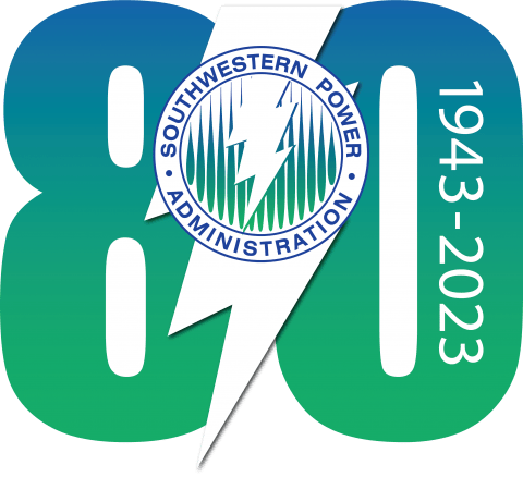 southwestern logo with lightning bold and 80. 1943-2023 is written within the logo.