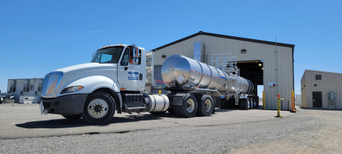 A 53-foot tanker from the K Basins was the first tanker truck at the renovated and expanded Effluent Treatment Facility load-in station on the Hanford Site, to ensure the facility is ready for operation.