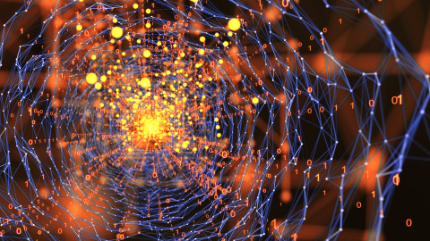 a graphical representation of data moving through the internet.