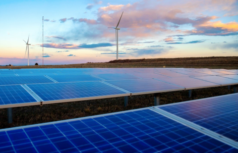 Wind turbines and solar panels