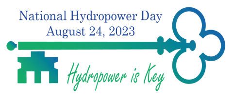 illustration of old fashioed key with message National Hydropower Day August 24, 2023: Hydropower is Key