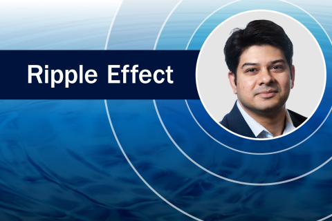 Picture of a man next to the text "Ripple Effect"