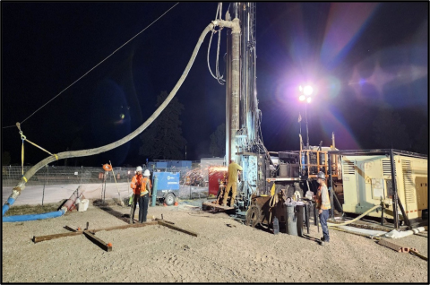 Large drilling well going into the ground