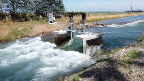 A low-impact approach to hydropower shown in the middle of a running river
