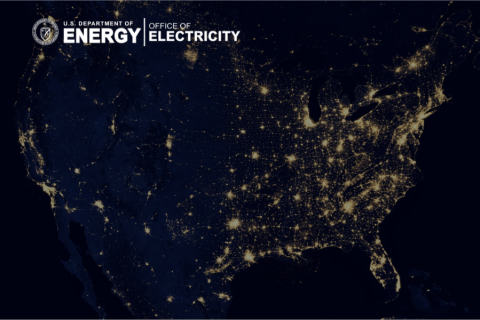 US map with lights