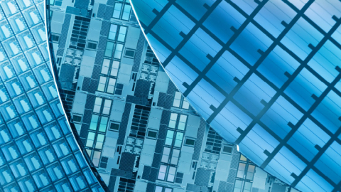 Overlay of semiconductors in a blue theme. 